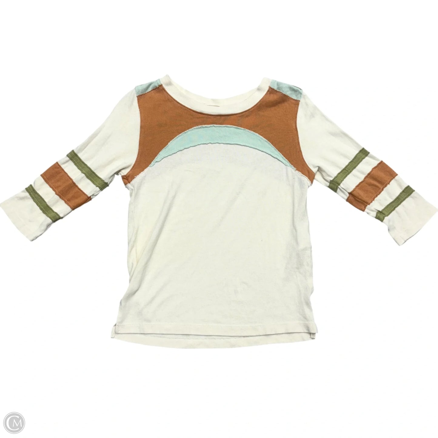 Top 3/4 Sleeve By We The Free In Cream & Orange, Size: S