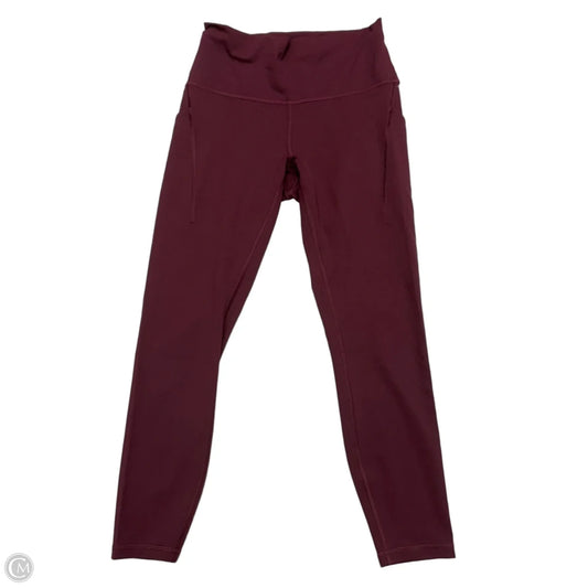 Athletic Leggings By Lululemon In Maroon, Size: M