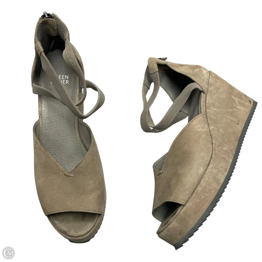 Sandals Heels Wedge By Eileen Fisher In Taupe, Size: 8.5