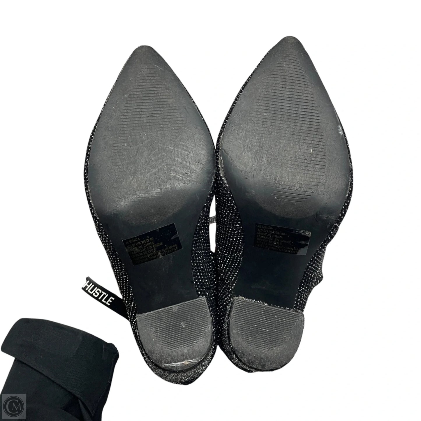 Boots Ankle Heels By Shoedazzle In Black & Silver, Size: 9
