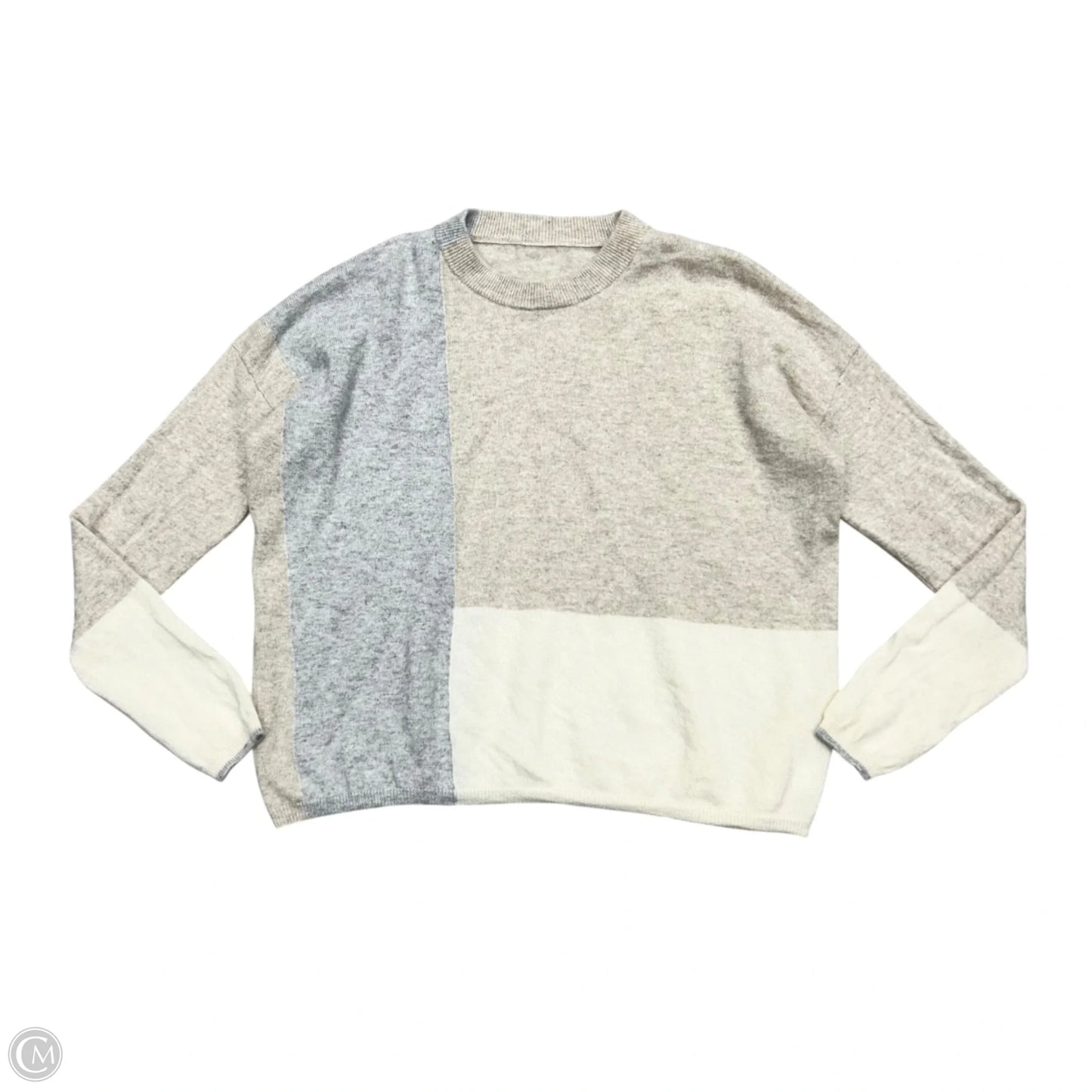 Sweater Cashmere In Cream & Grey, Size: S