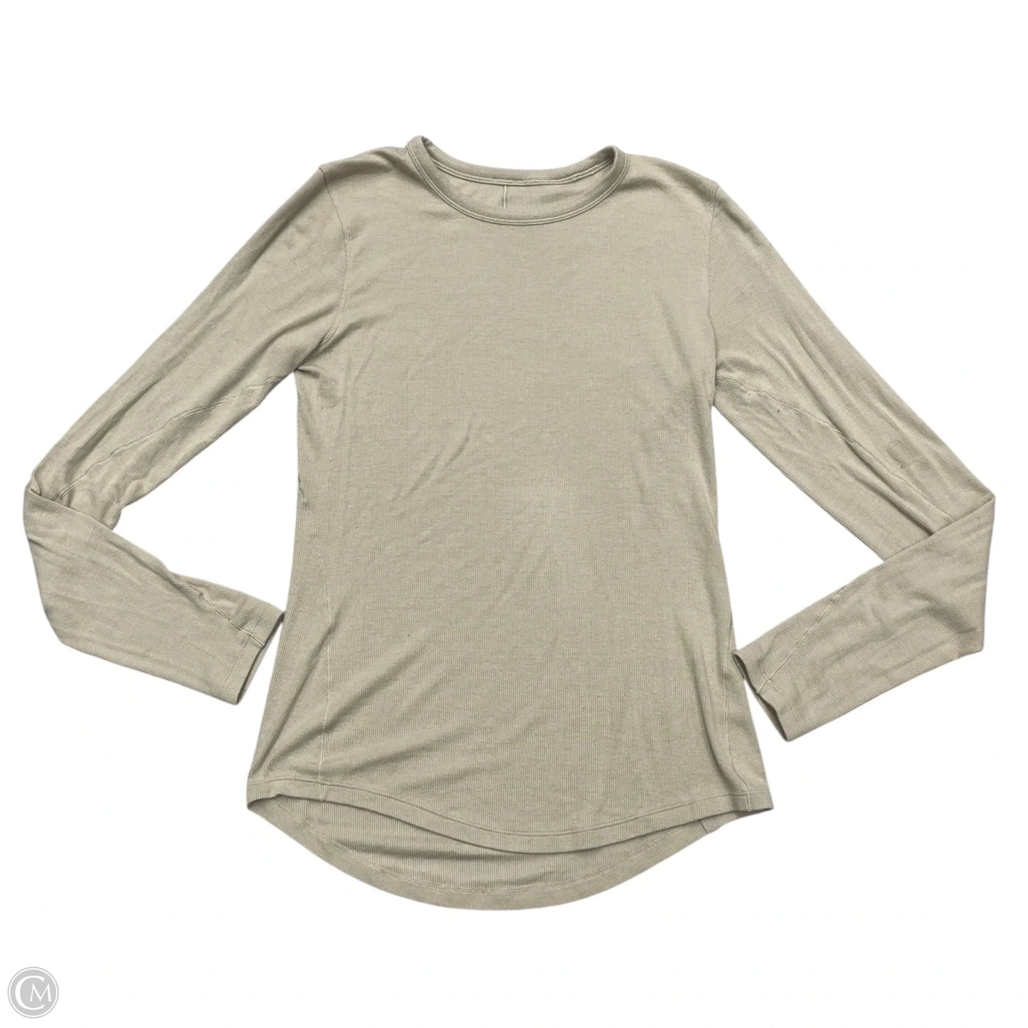 Athletic Top Long Sleeve Collar By Lululemon In Beige, Size: S