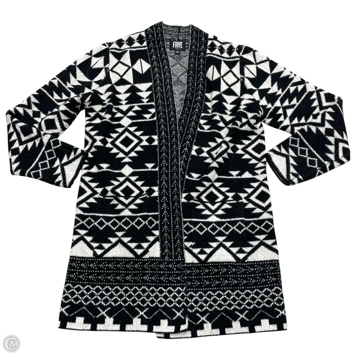 Cardigan Designer By Frye In Black & White, Size: S