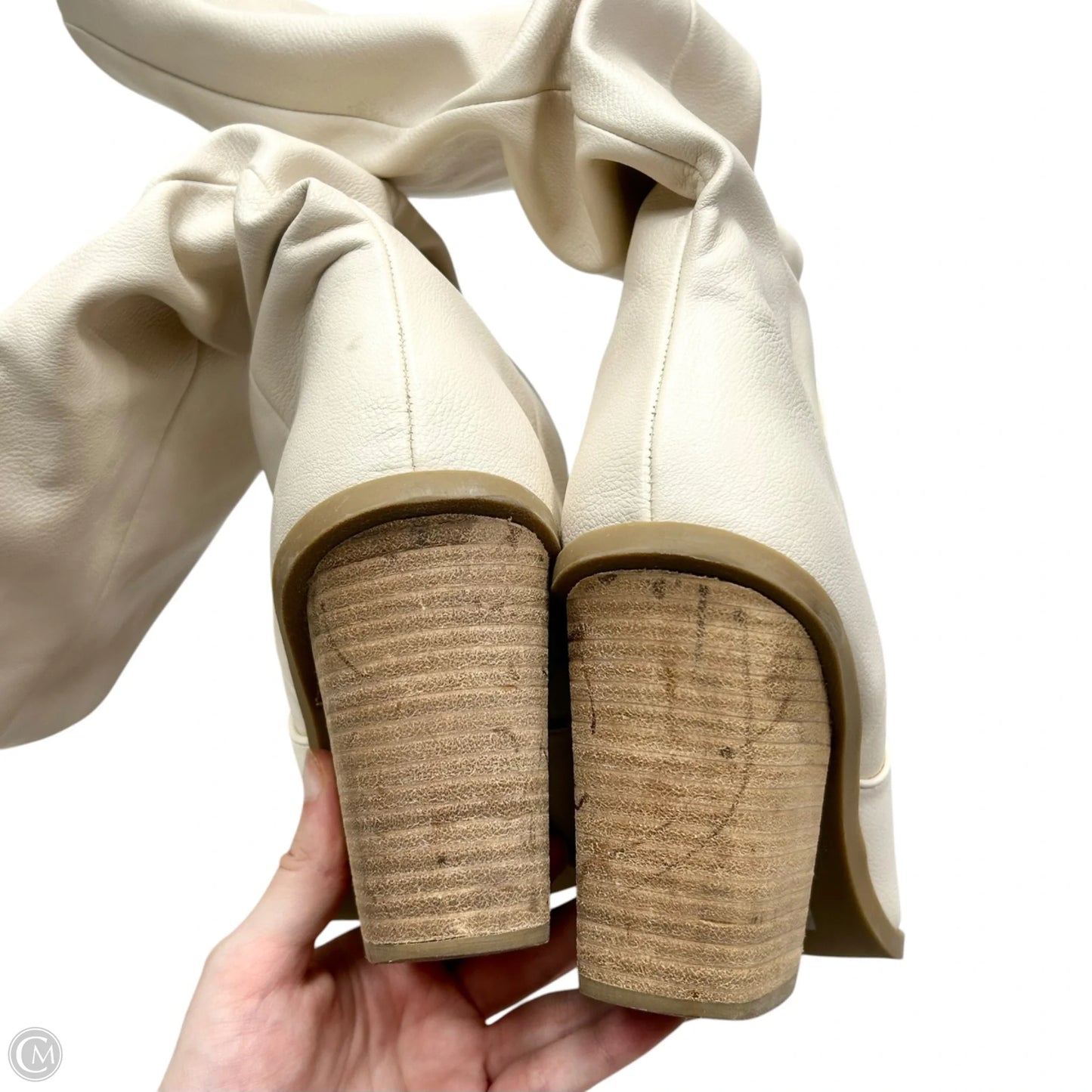 Boots Mid-calf Heels By Tang Tang In Ivory, Size: 7