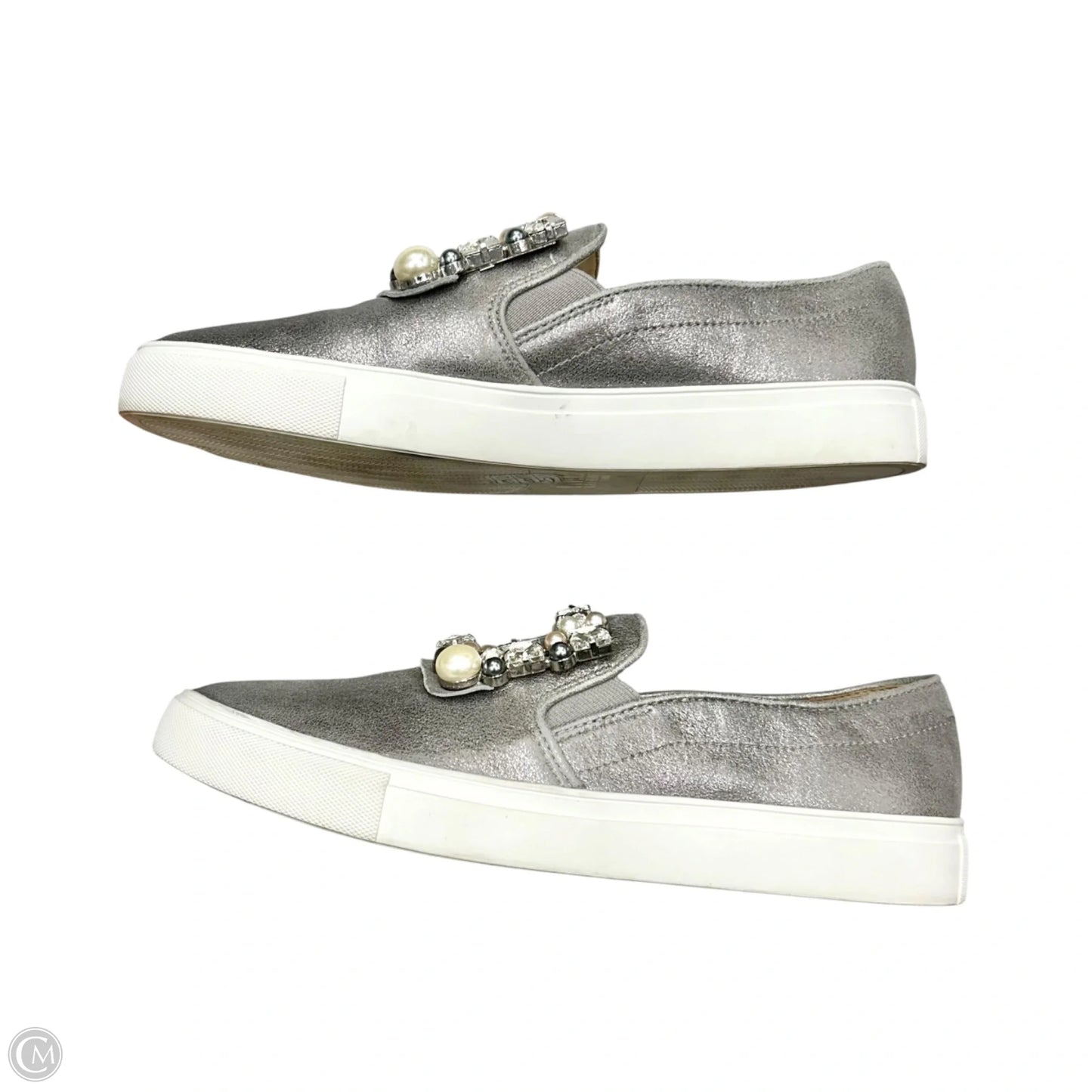 Shoes Designer By Karl Lagerfeld In Silver & White, Size: 7