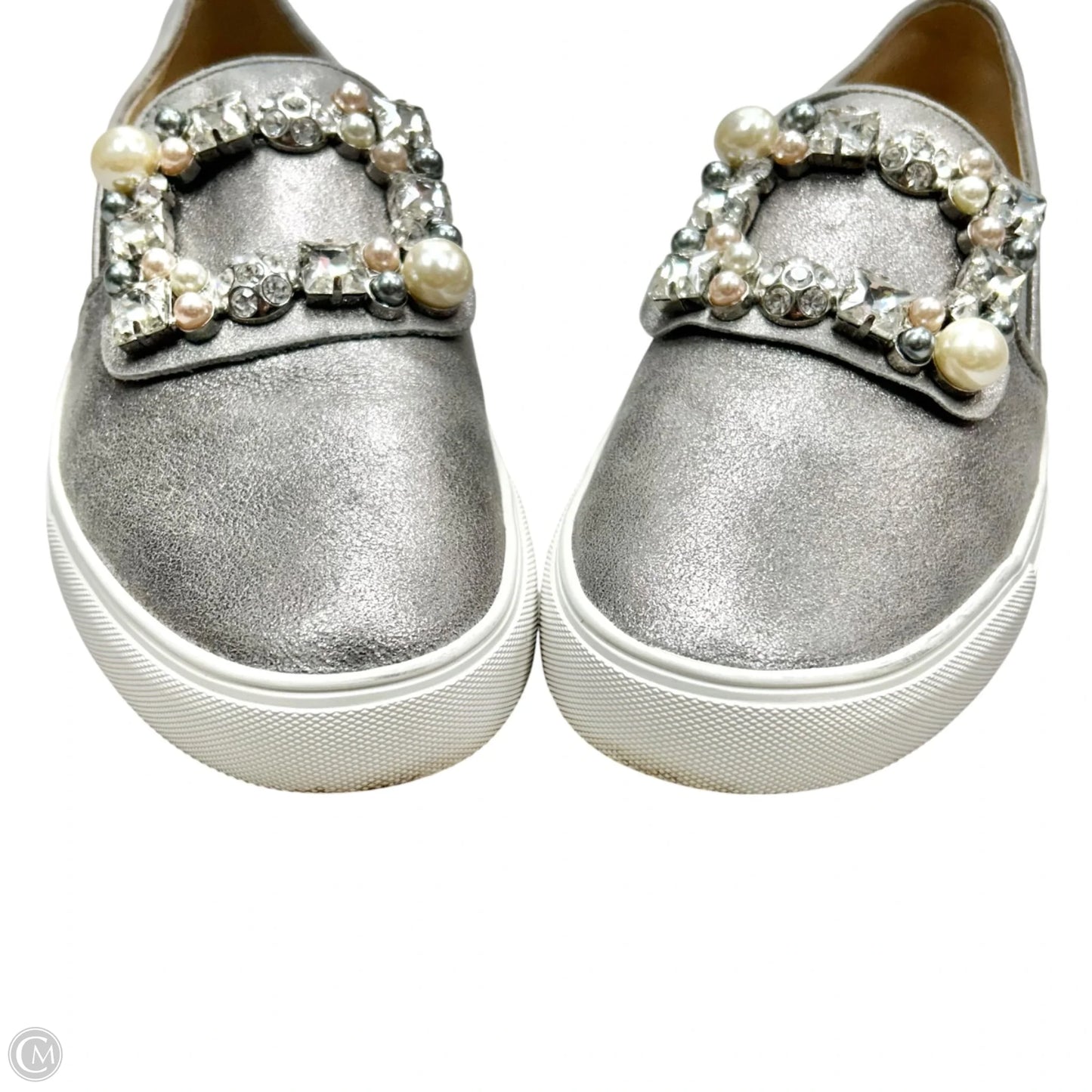 Shoes Designer By Karl Lagerfeld In Silver & White, Size: 7