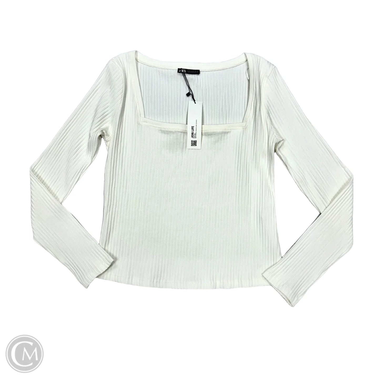 Top Long Sleeve Basic By Zara In White, Size: Xl