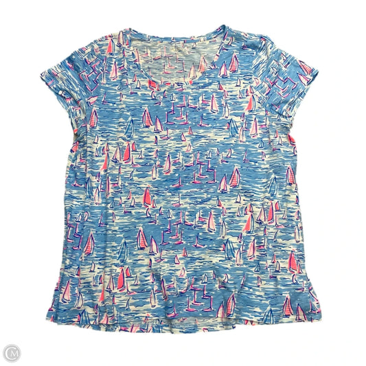 Top Short Sleeve Designer By Lilly Pulitzer In Blue, Size: Xxl