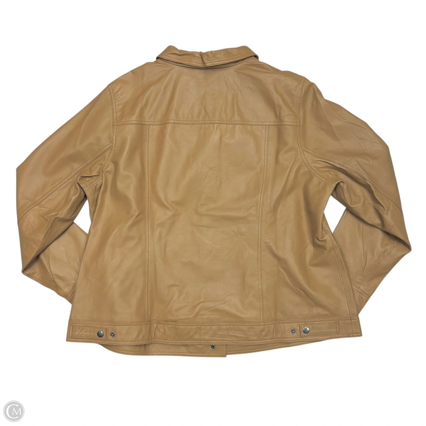 Jacket Leather By Jessica London In Brown, Size: 3x