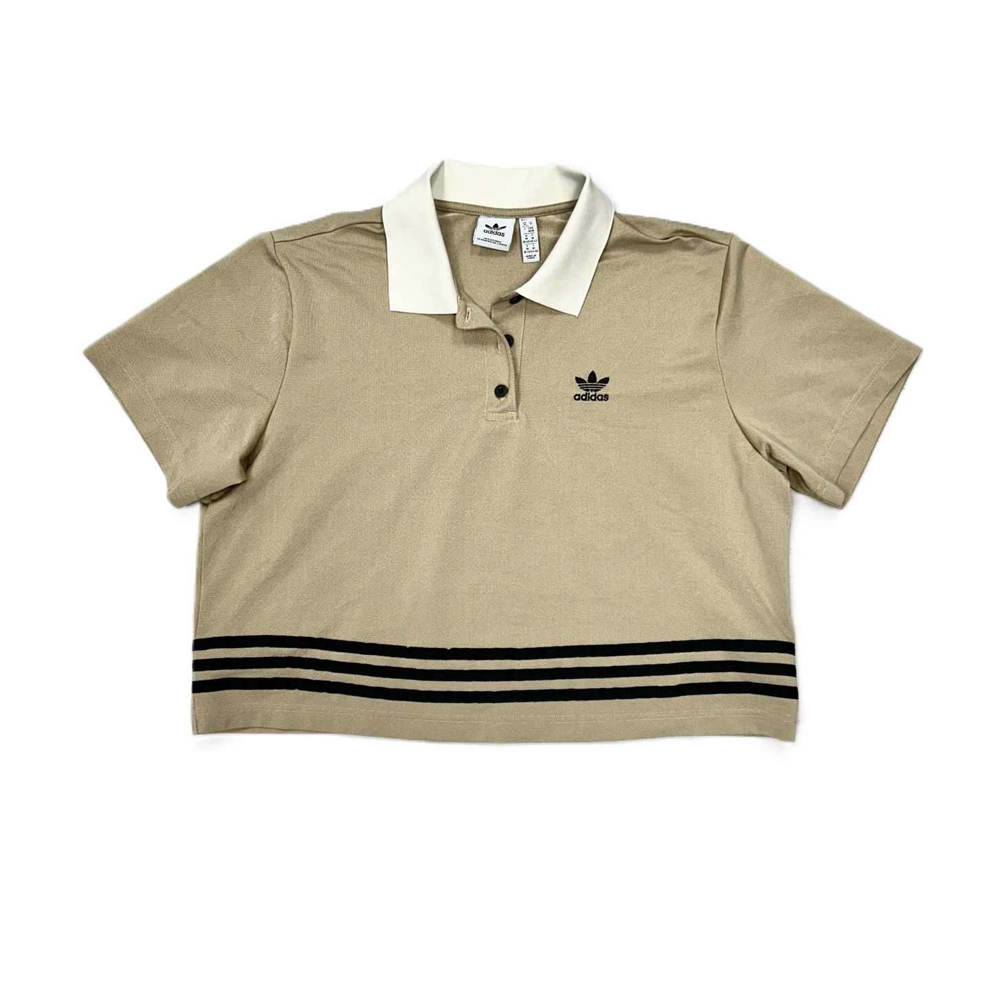 Athletic Top Short Sleeve By Adidas In Cream & Tan, Size: M