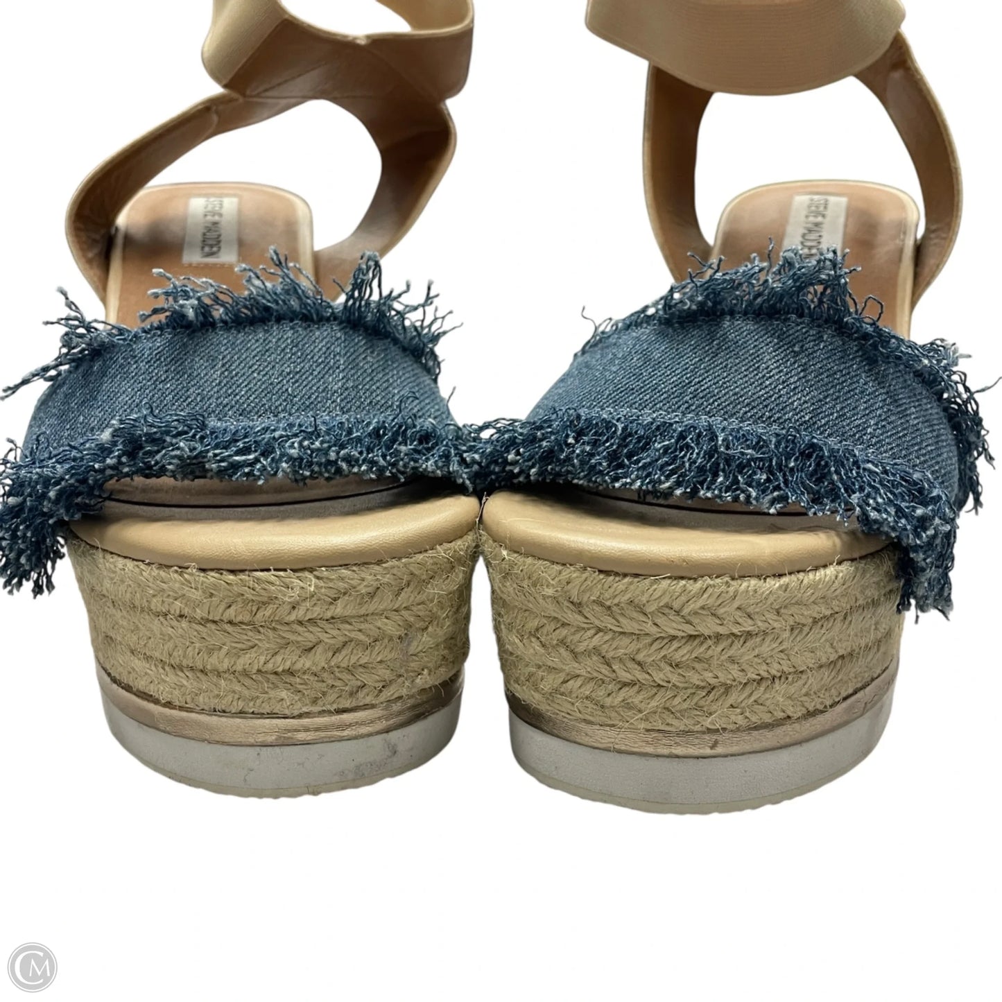 Sandals Heels Wedge By Steve Madden In Blue & Cream, Size: 7.5