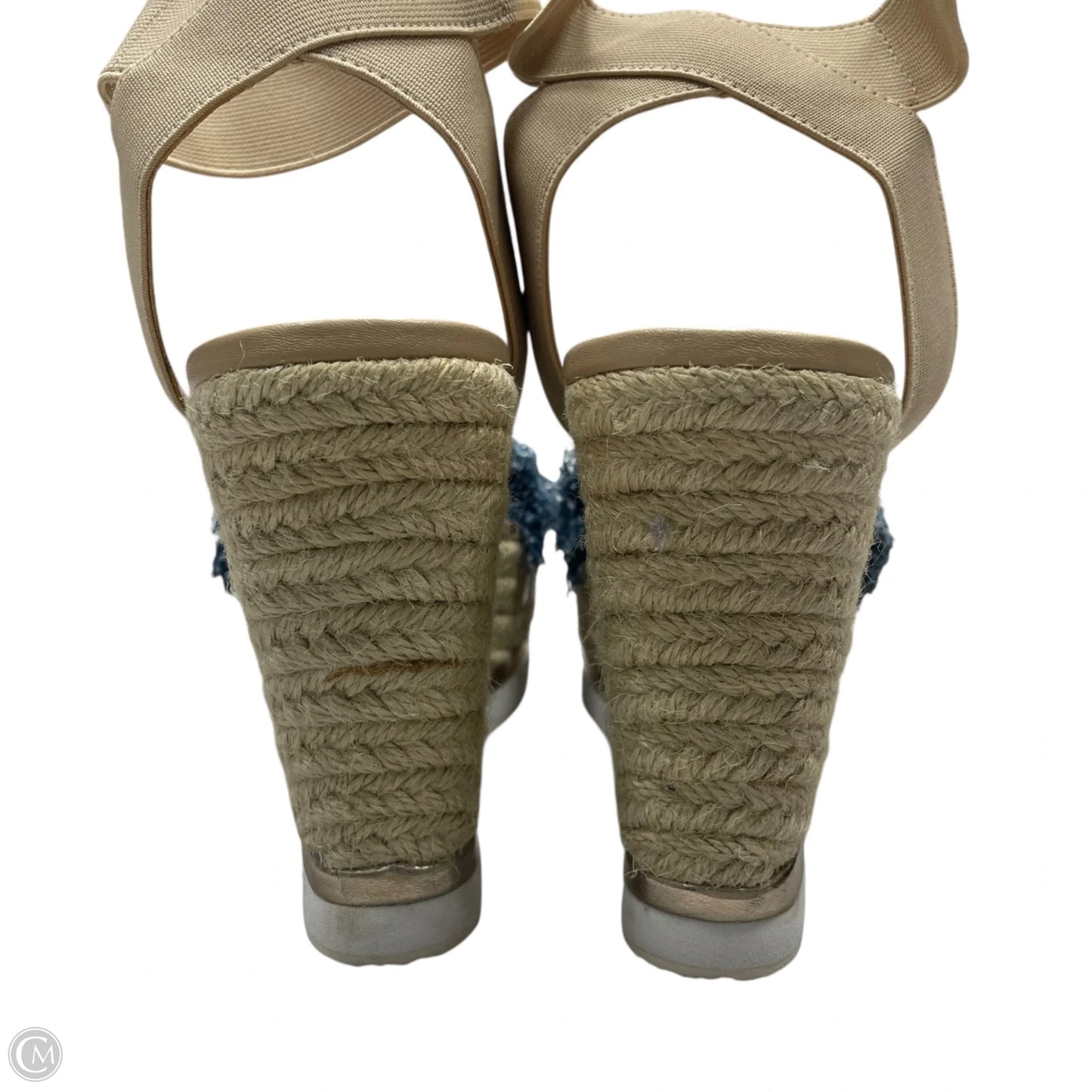 Sandals Heels Wedge By Steve Madden In Blue & Cream, Size: 7.5