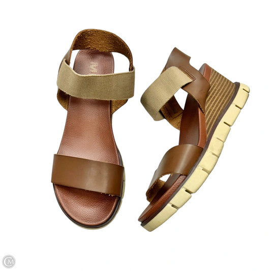 Sandals Heels Platform By Mia In Brown & Cream, Size: 6.5