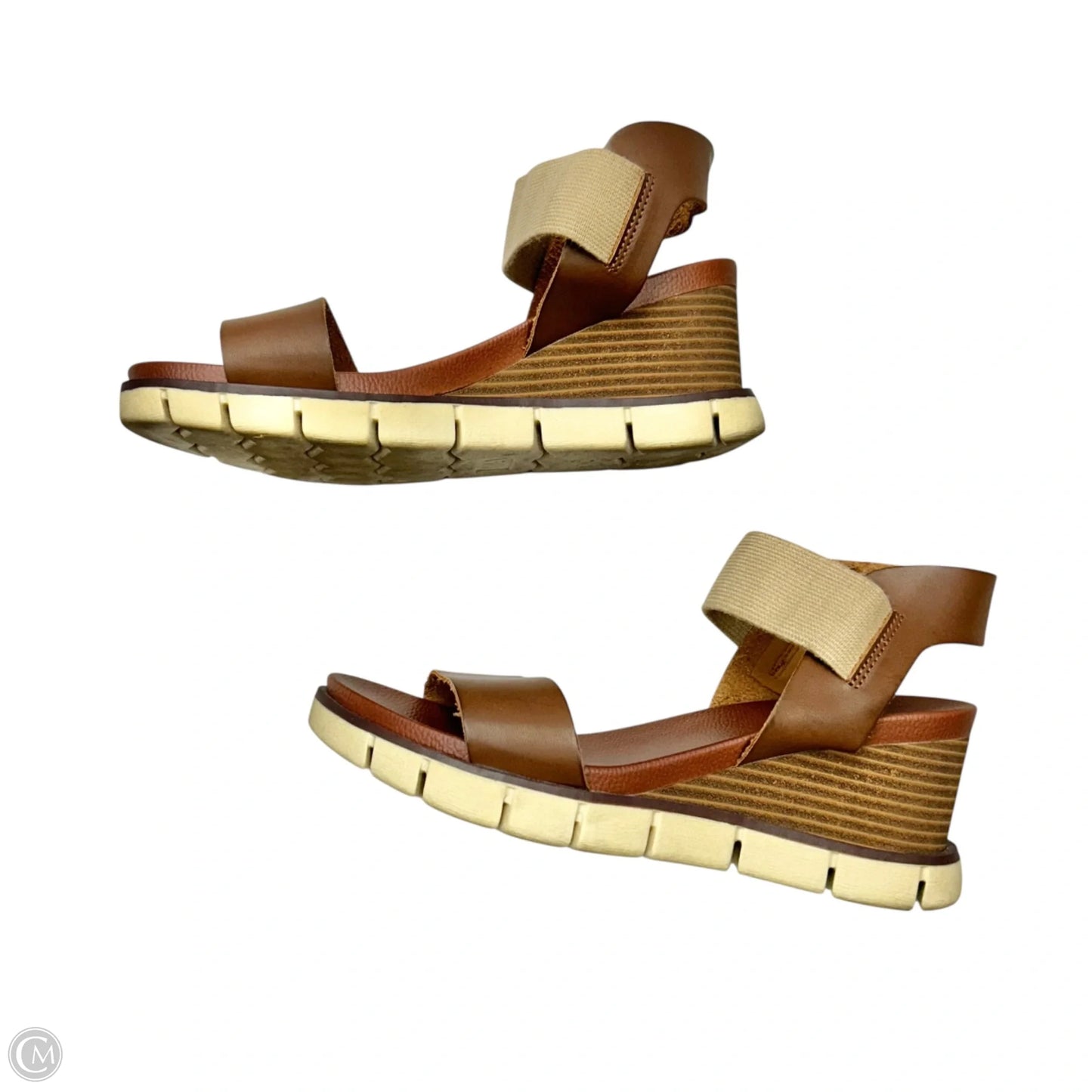 Sandals Heels Platform By Mia In Brown & Cream, Size: 6.5