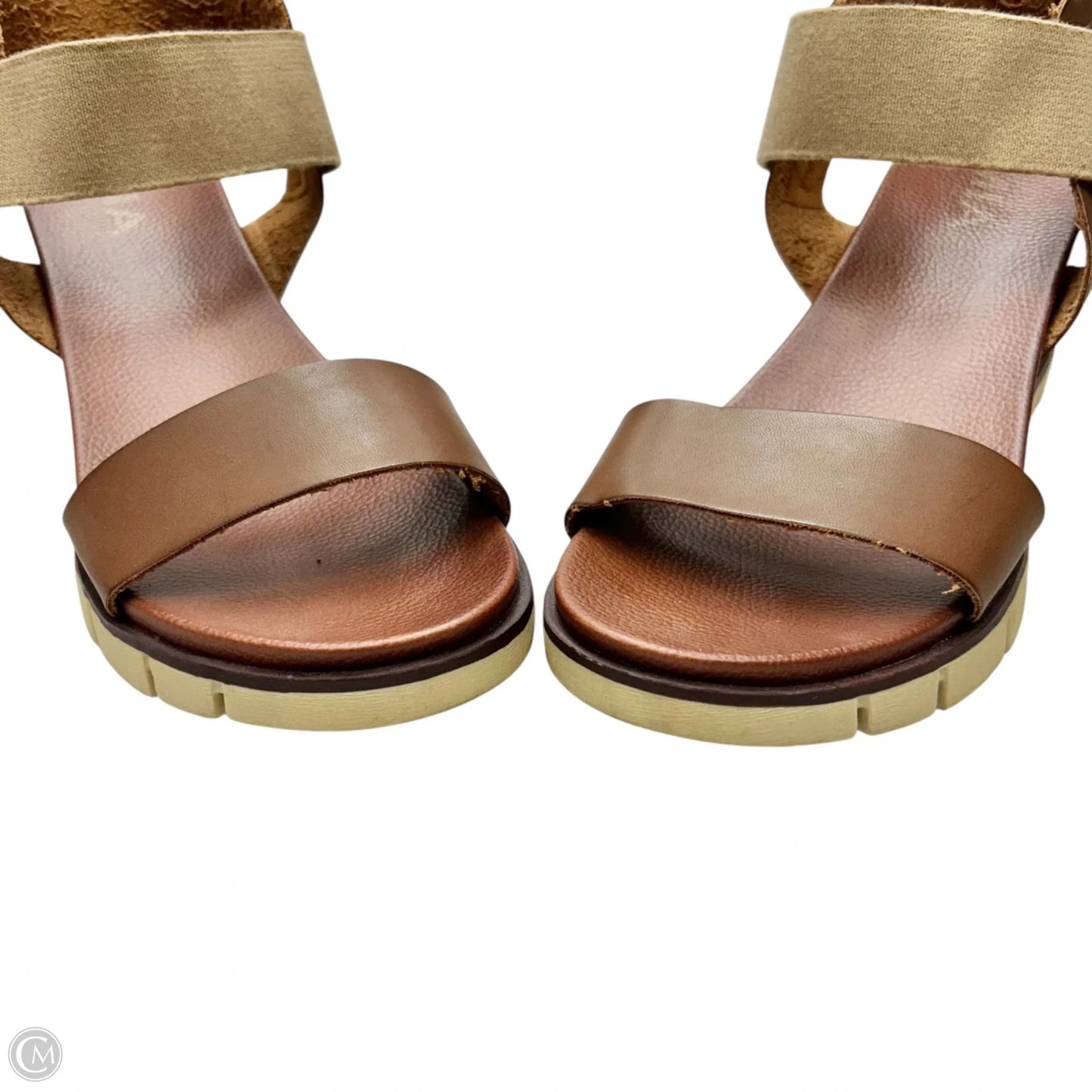 Sandals Heels Platform By Mia In Brown & Cream, Size: 6.5