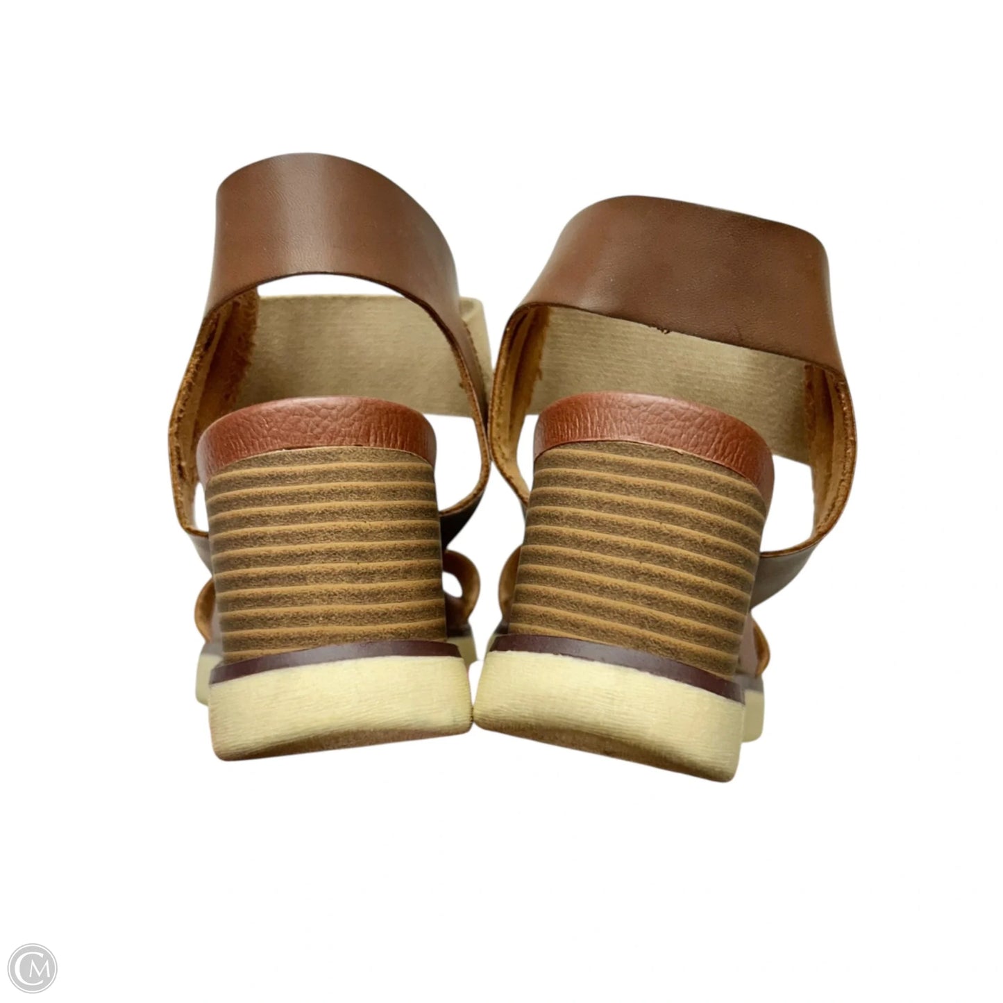Sandals Heels Platform By Mia In Brown & Cream, Size: 6.5
