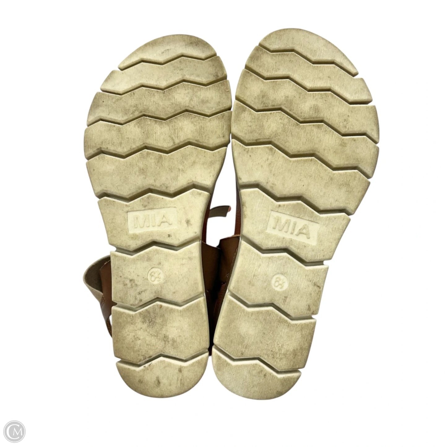 Sandals Heels Platform By Mia In Brown & Cream, Size: 6.5