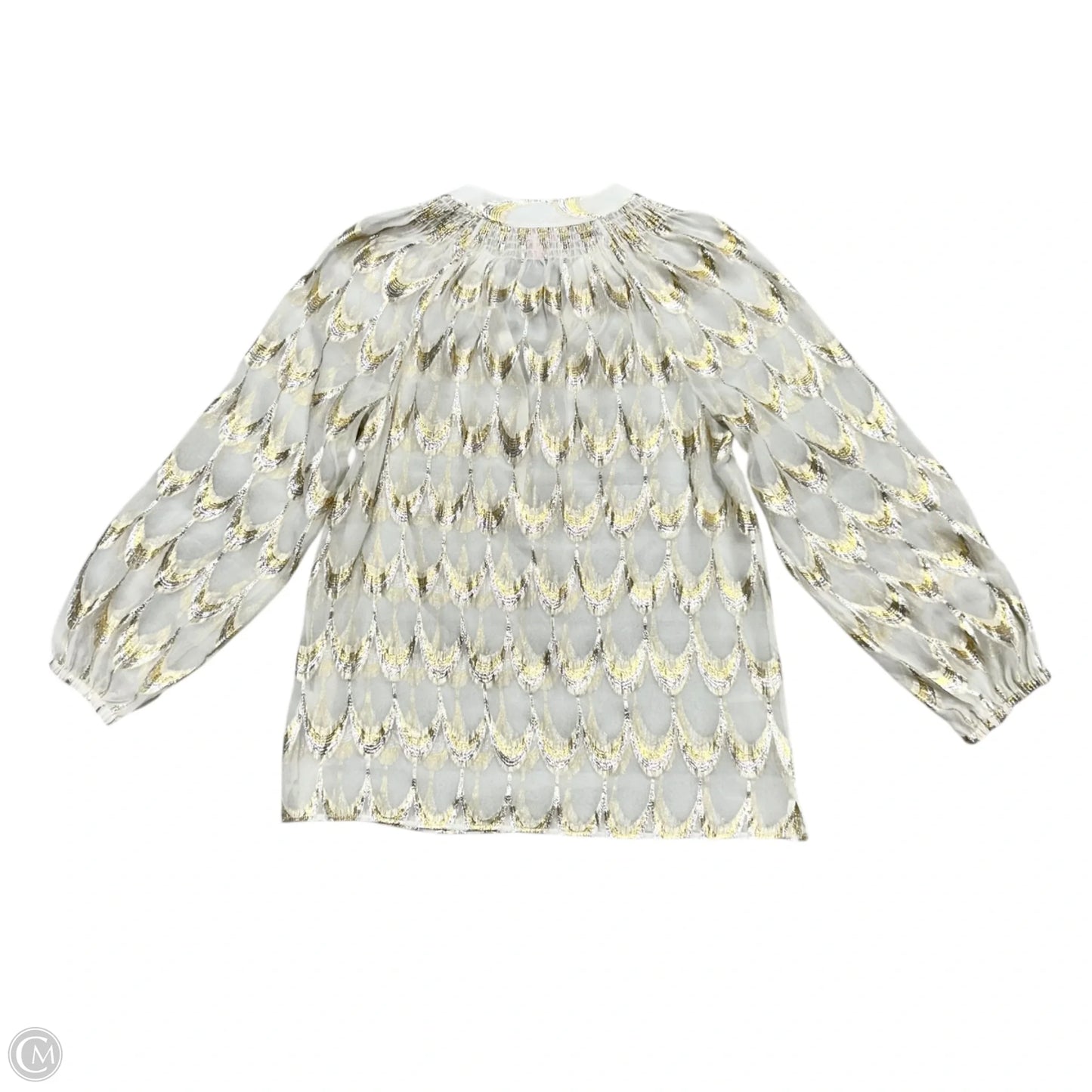 Top Long Sleeve Designer By Lilly Pulitzer In Gold & Cream, Size: S