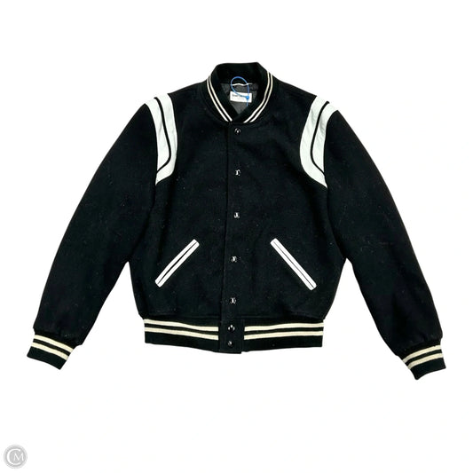 Jacket Luxury Designer By Yves Saint Laurent In Black & White, Size: L