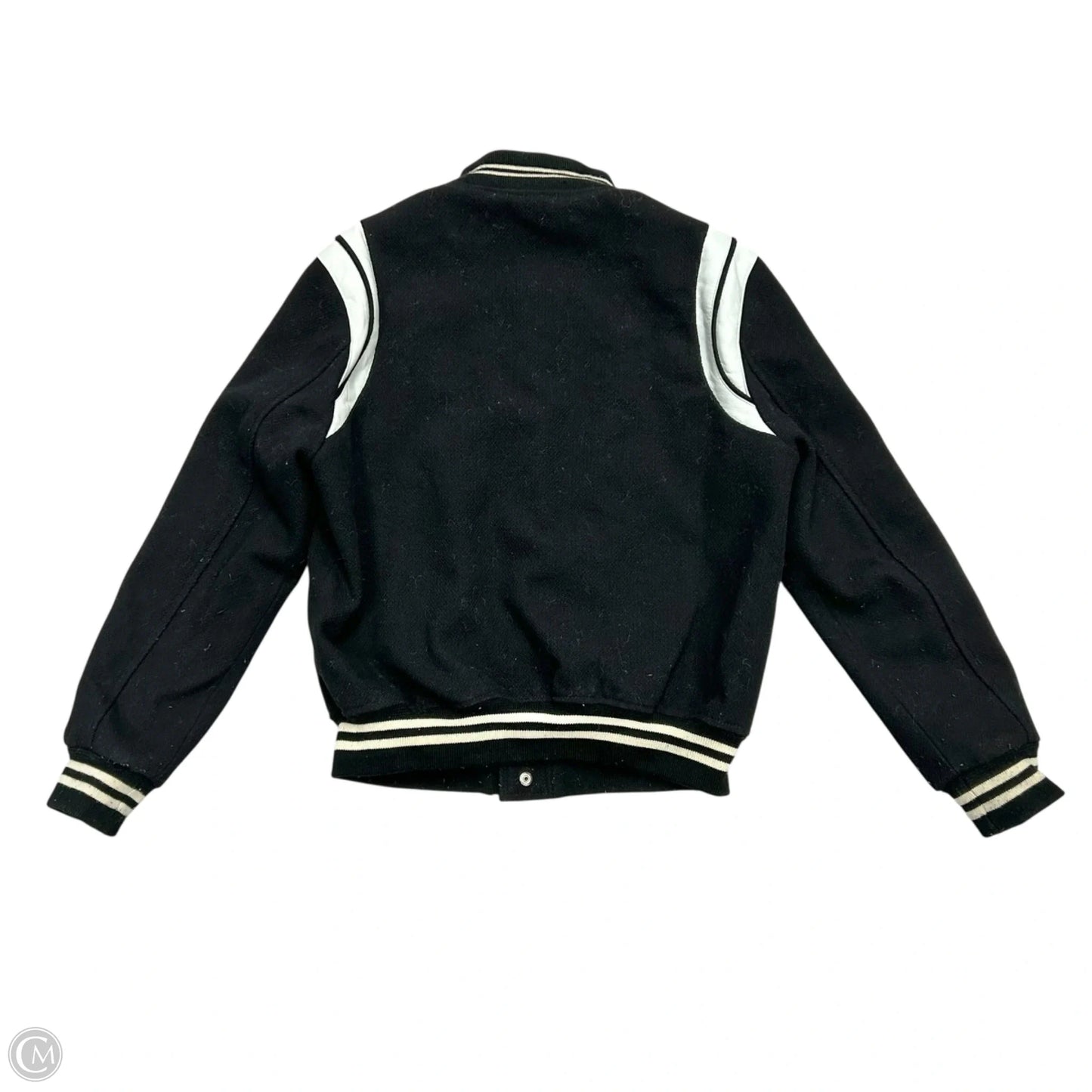 Jacket Luxury Designer By Yves Saint Laurent In Black & White, Size: L