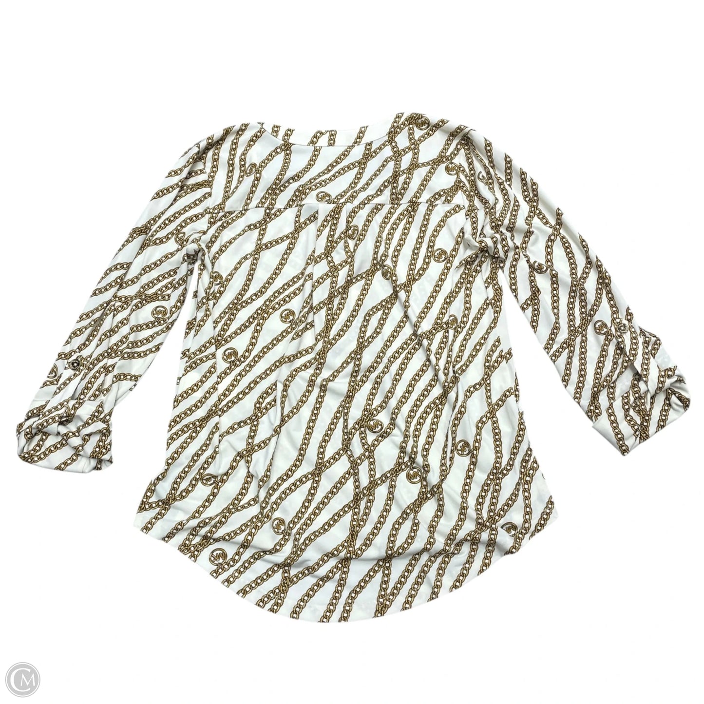 Top Long Sleeve By Michael By Michael Kors In White & Yellow, Size: M