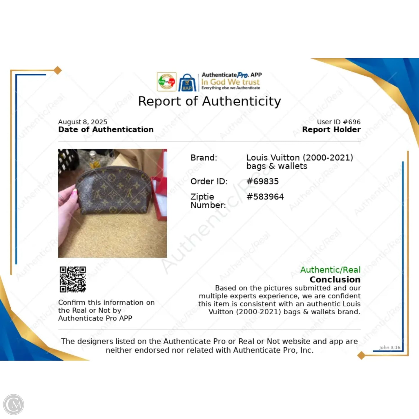 Makeup Bag Luxury Designer By Louis Vuitton, Size: Medium