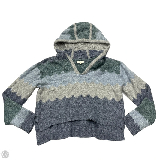 Sweatshirt Hoodie By Cleo + Wolf In Blue & Grey, Size: L