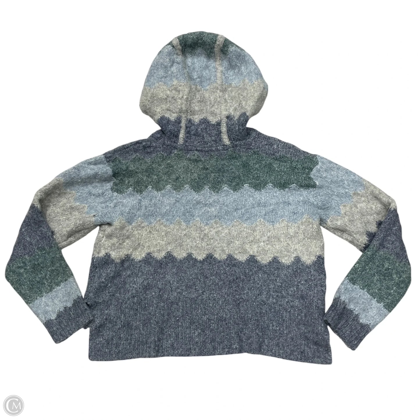 Sweatshirt Hoodie By Cleo + Wolf In Blue & Grey, Size: L
