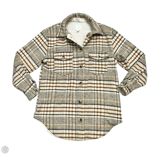 Jacket Shirt By Joie In Brown & Cream, Size: S