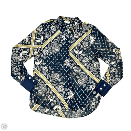 Blouse Long Sleeve By Scotch & Soda In Navy & Brown, Size: Xs