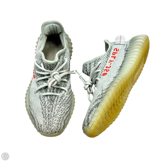 Shoes Luxury Designer By Yeezy In Grey & Red, Size: 7.5