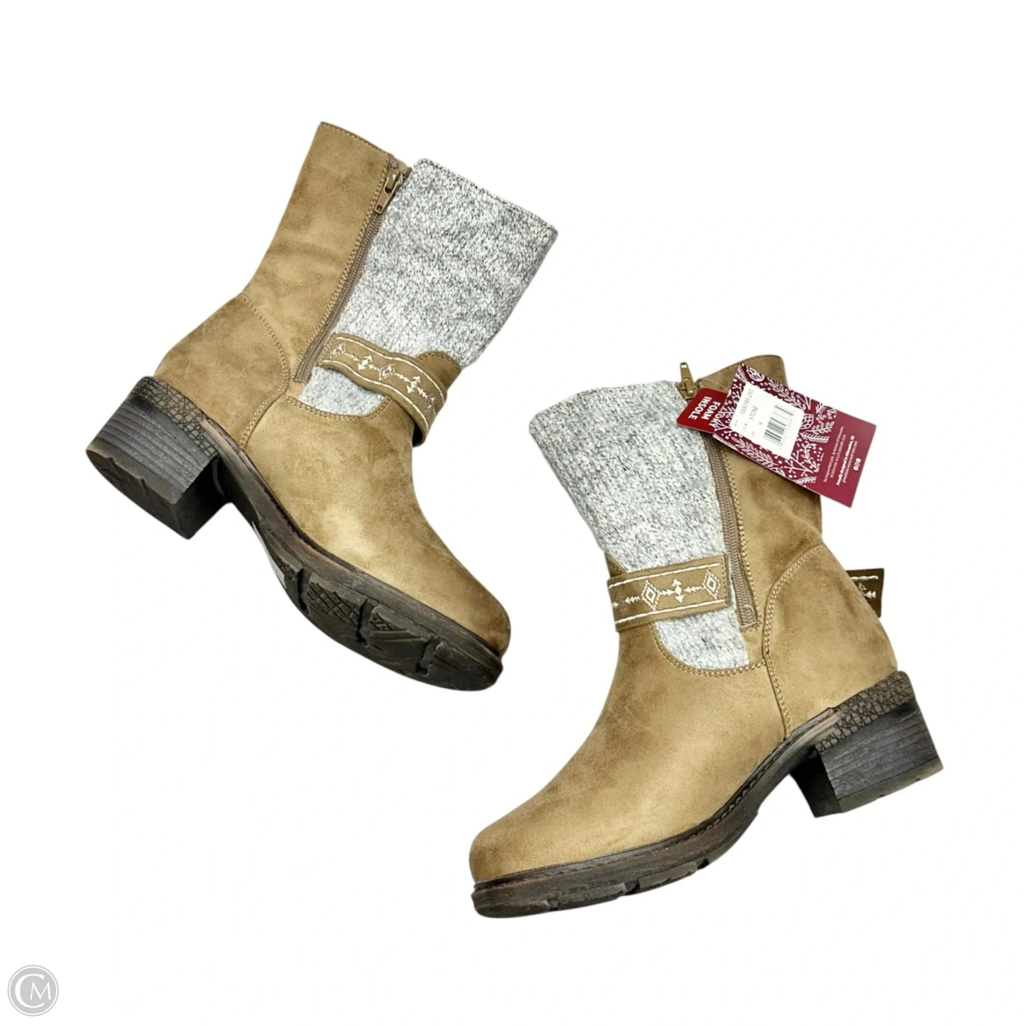 Boots Mid-calf Heels By Muk Luks In Cream & Grey, Size: 9