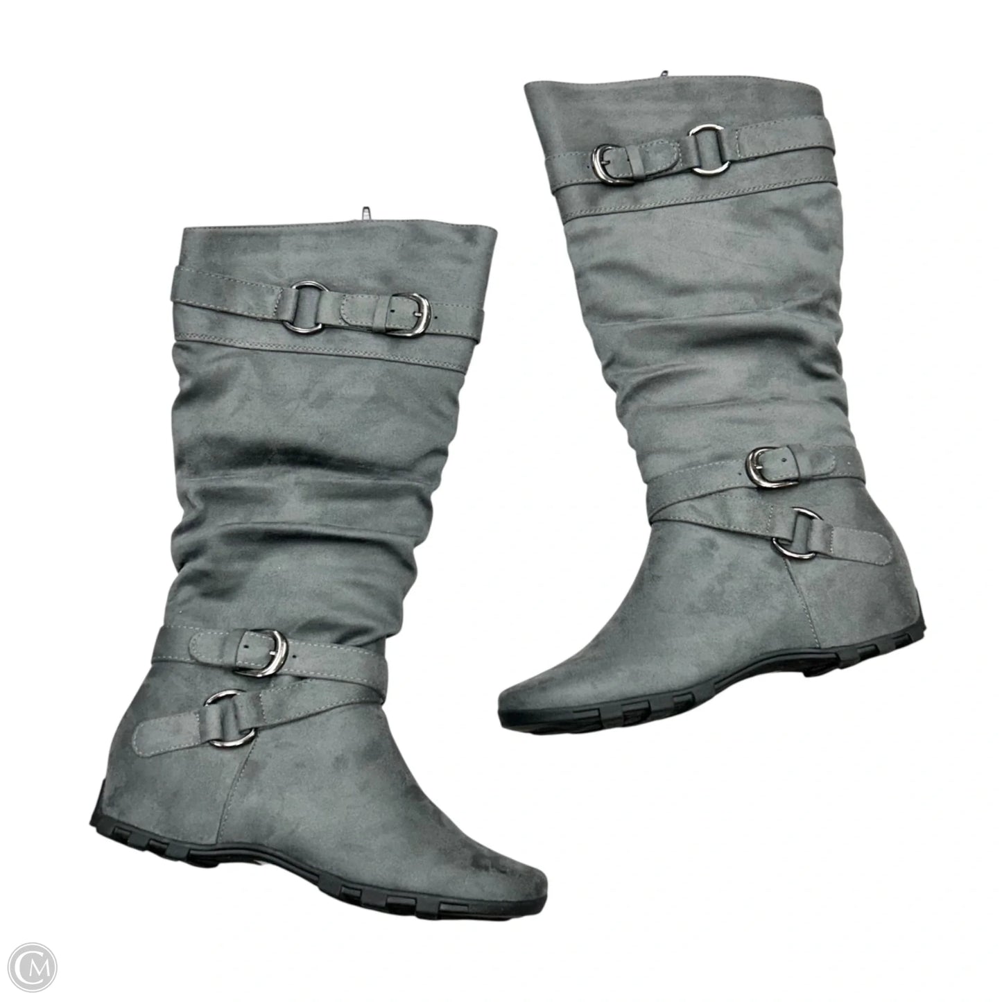 Boots Mid-calf Flats By Unr8ed In Grey, Size: 9