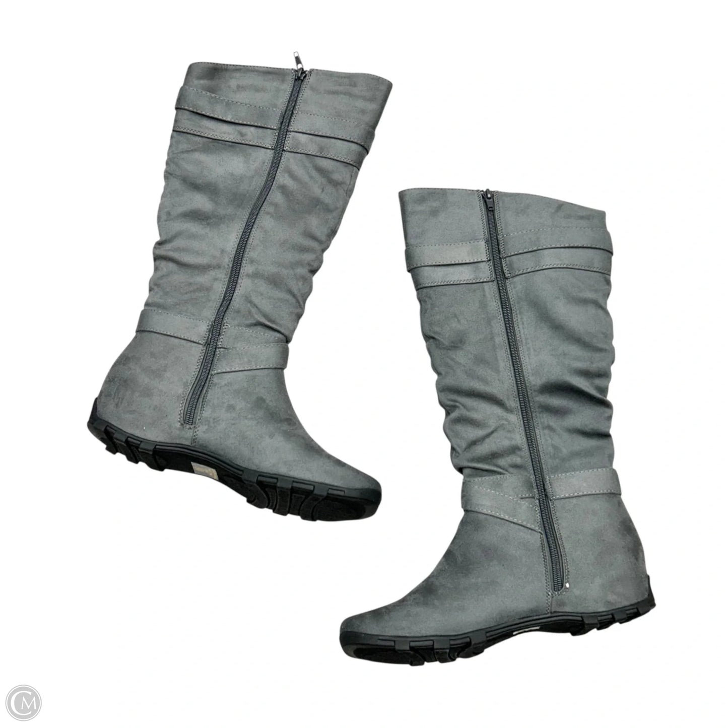 Boots Mid-calf Flats By Unr8ed In Grey, Size: 9