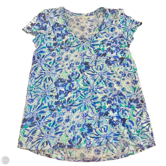 Top Short Sleeve Designer By Lilly Pulitzer In Blue & Green, Size: Xs