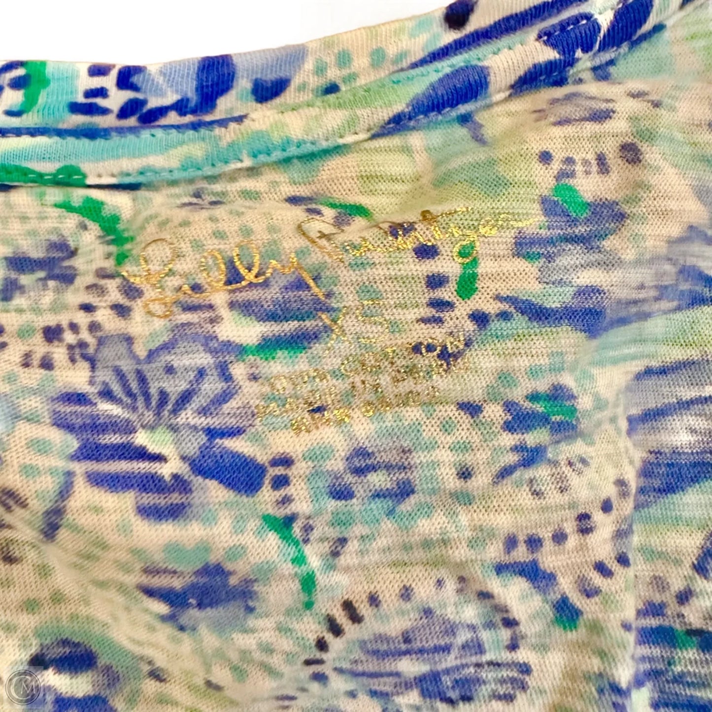 Top Short Sleeve Designer By Lilly Pulitzer In Blue & Green, Size: Xs