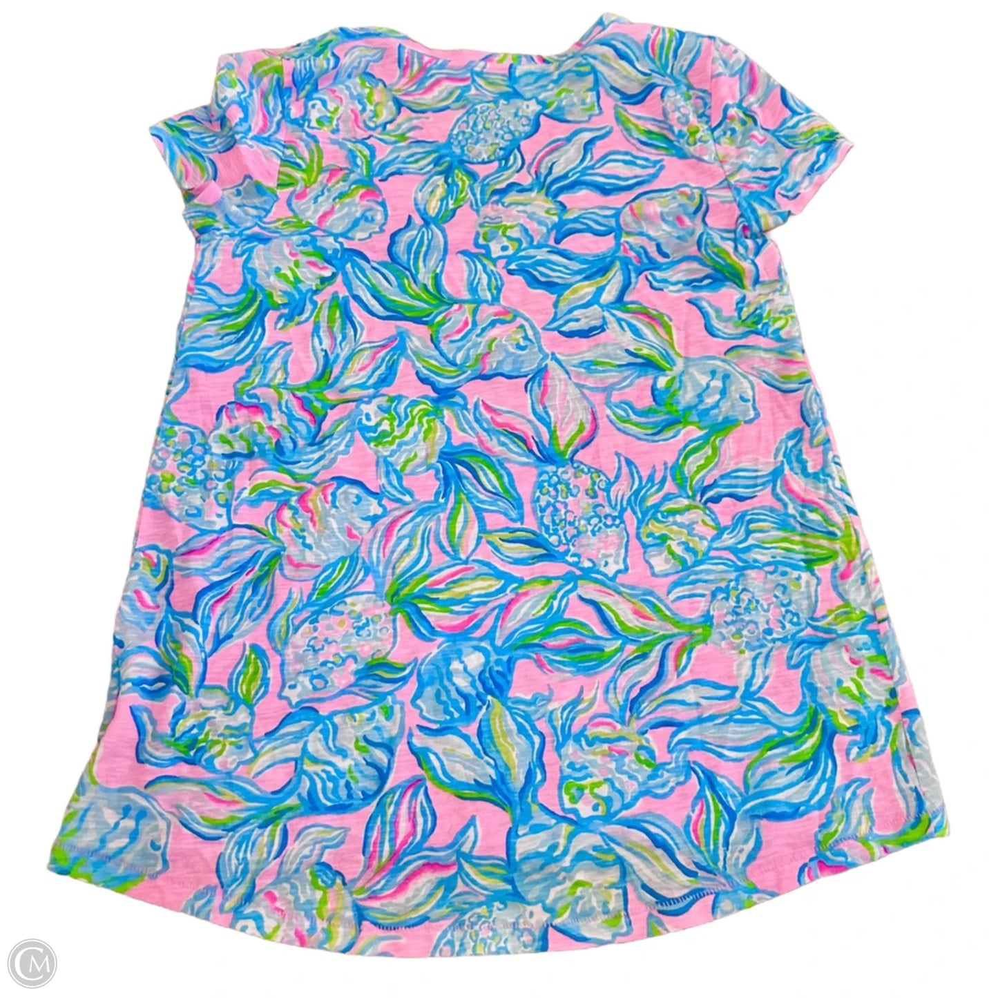 Top Short Sleeve Designer By Lilly Pulitzer In Blue & Pink, Size: Xs