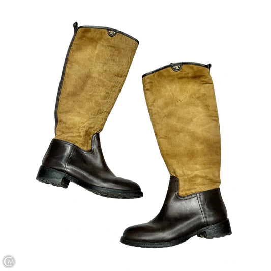 Boots Designer By Tory Burch In Brown & Tan, Size: 8