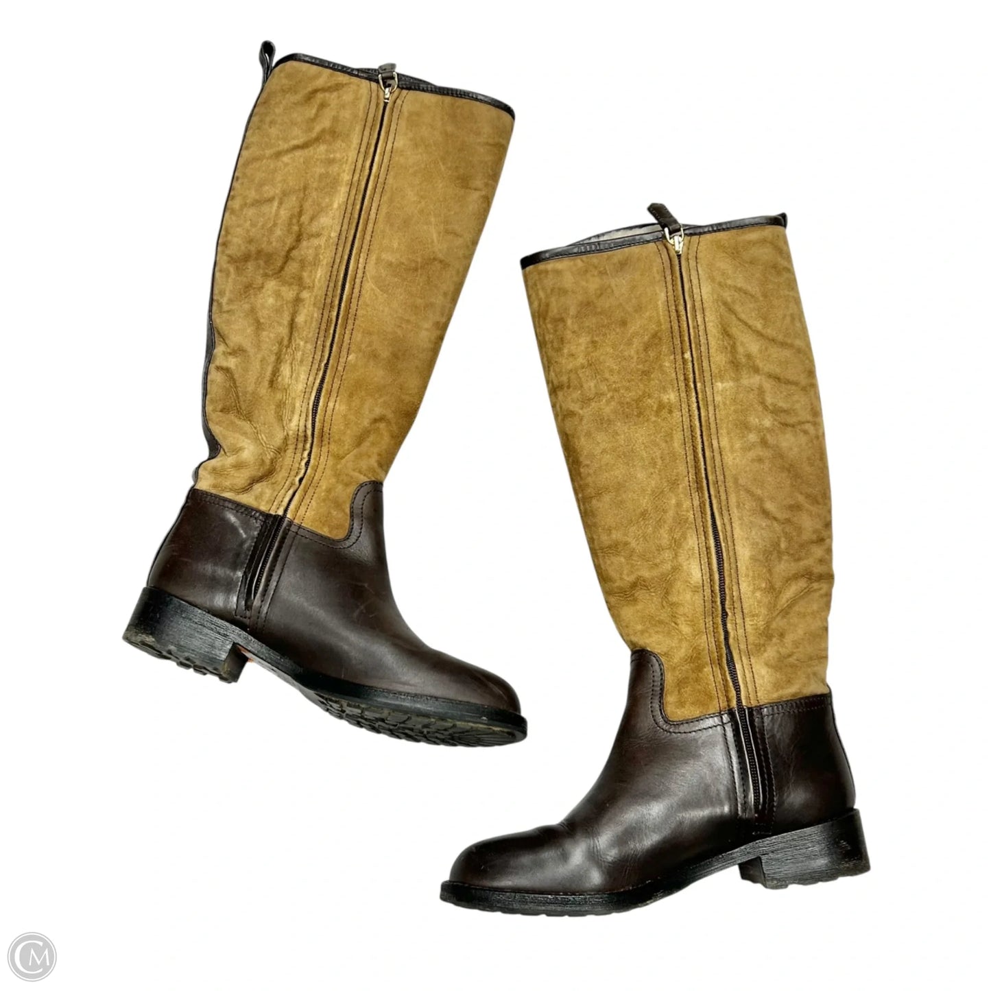 Boots Designer By Tory Burch In Brown & Tan, Size: 8