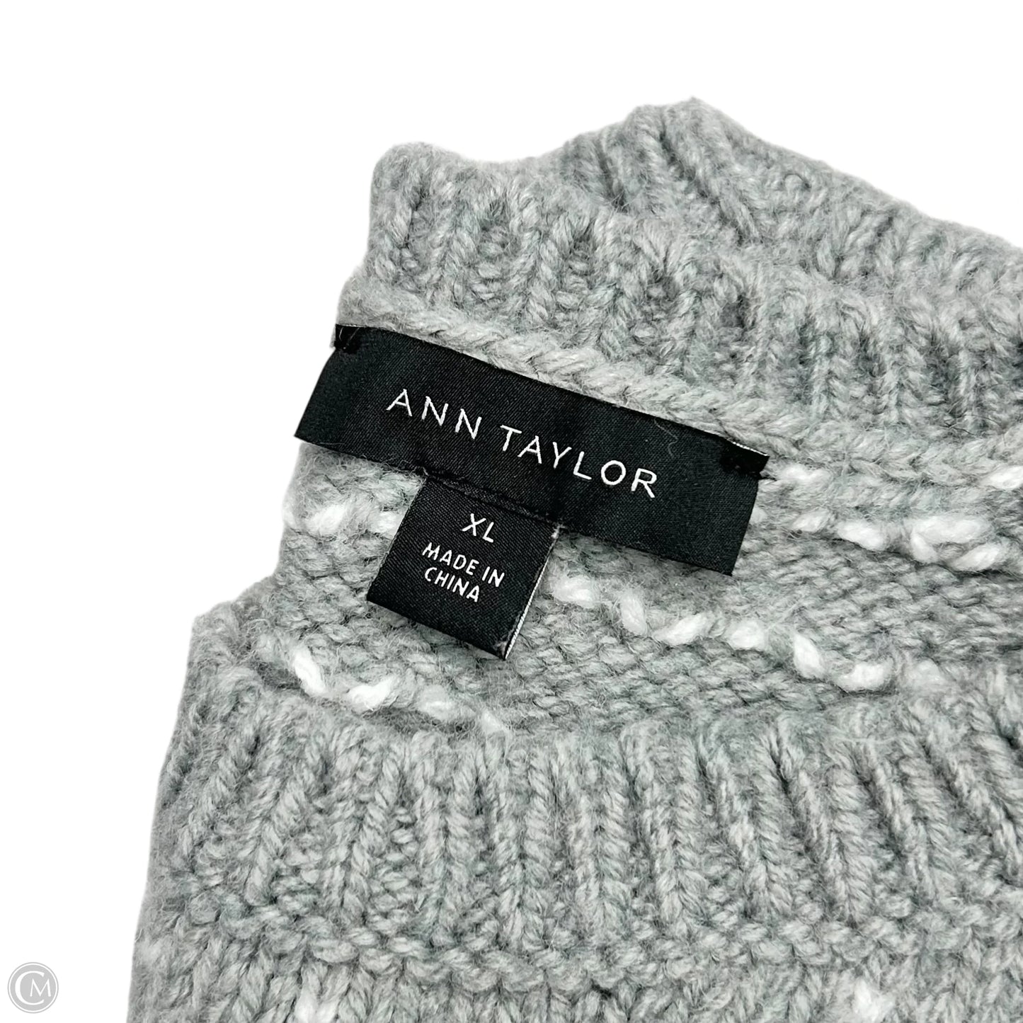 Sweater By Ann Taylor In Grey & White, Size: Xl