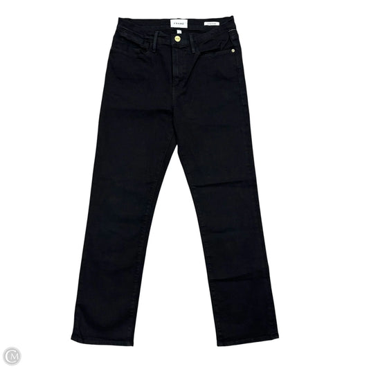 Jeans Straight By Frame In Black Denim, Size: 4