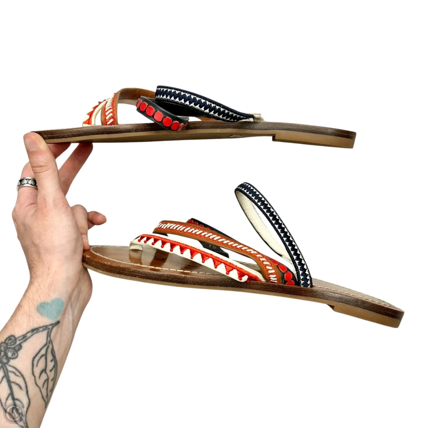 Shoes Designer By Tory Burch In Blue & Red & White, Size: 9