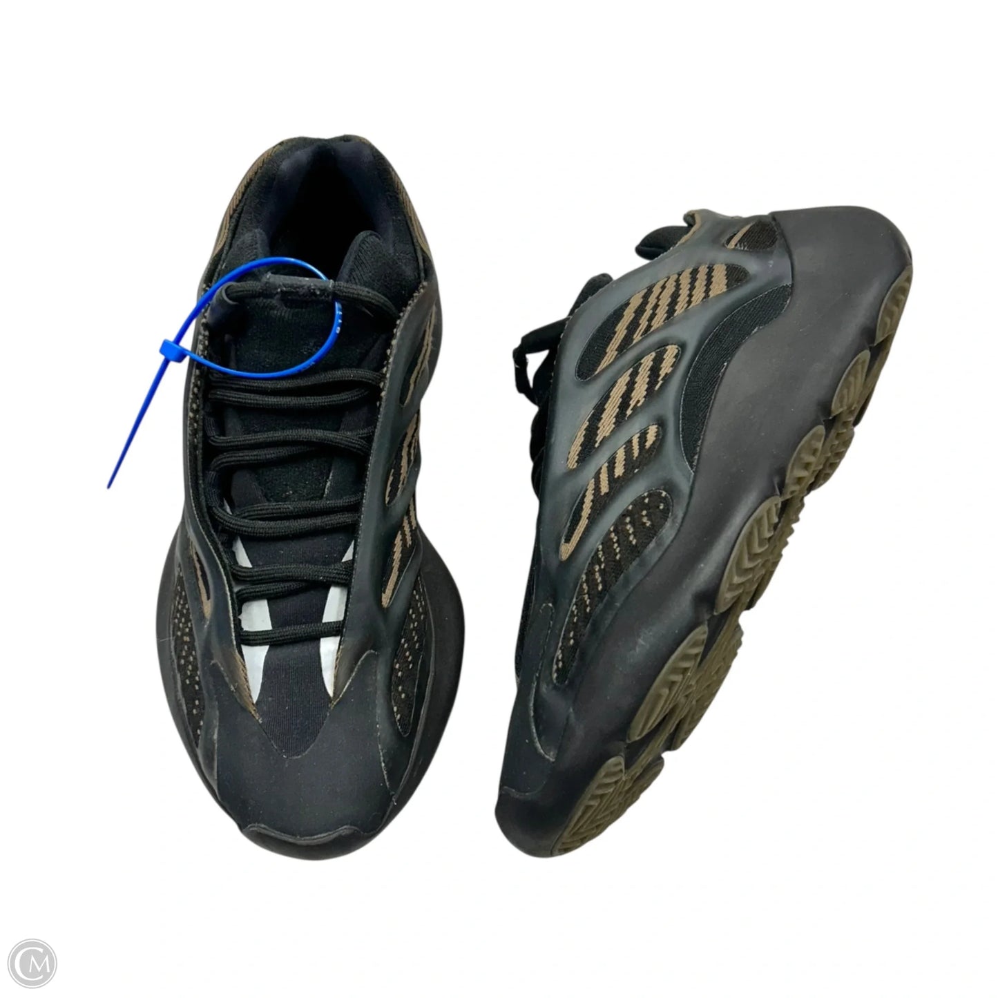 Shoes Luxury Designer By Yeezy In Black & Tan, Size: 8.5