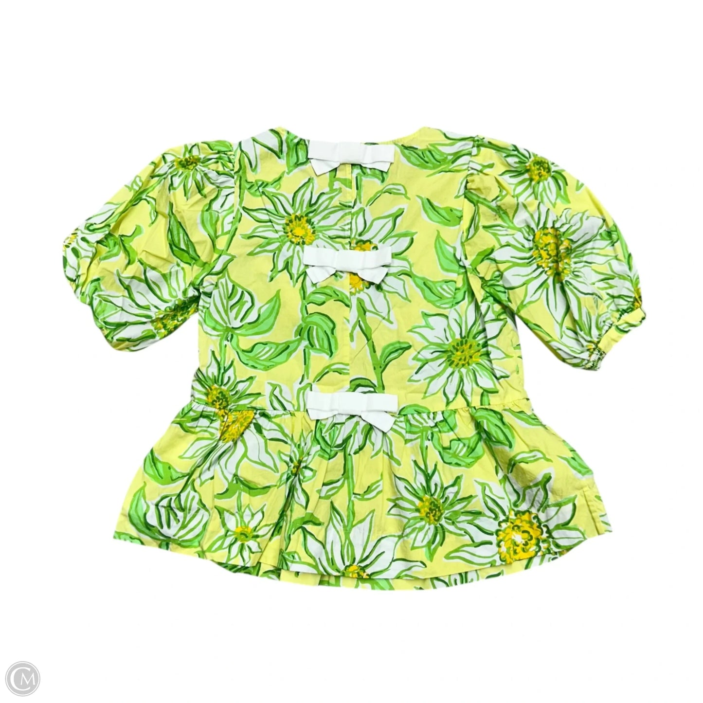 Top Short Sleeve Designer By Lilly Pulitzer In Green & Yellow, Size: Xxs