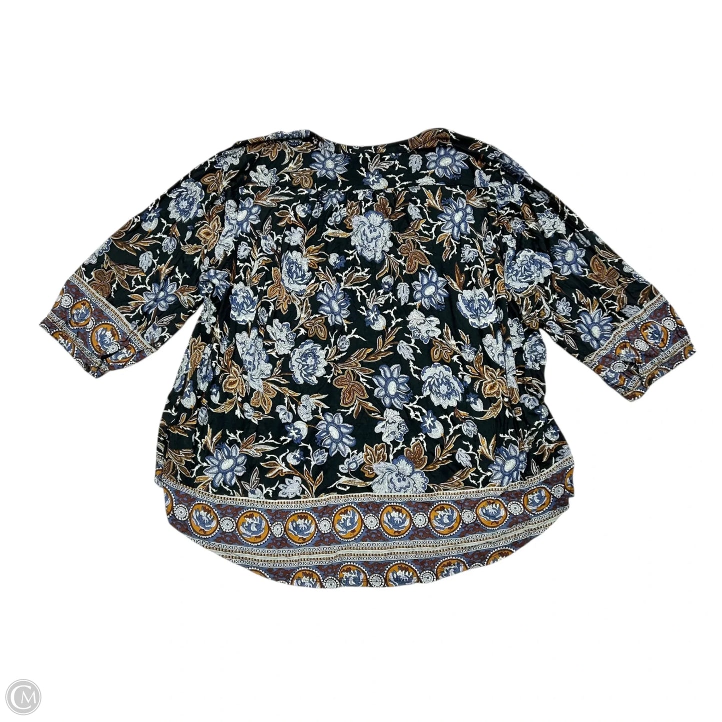 Top Long Sleeve By Lucky Brand In Blue & Brown, Size: 3x