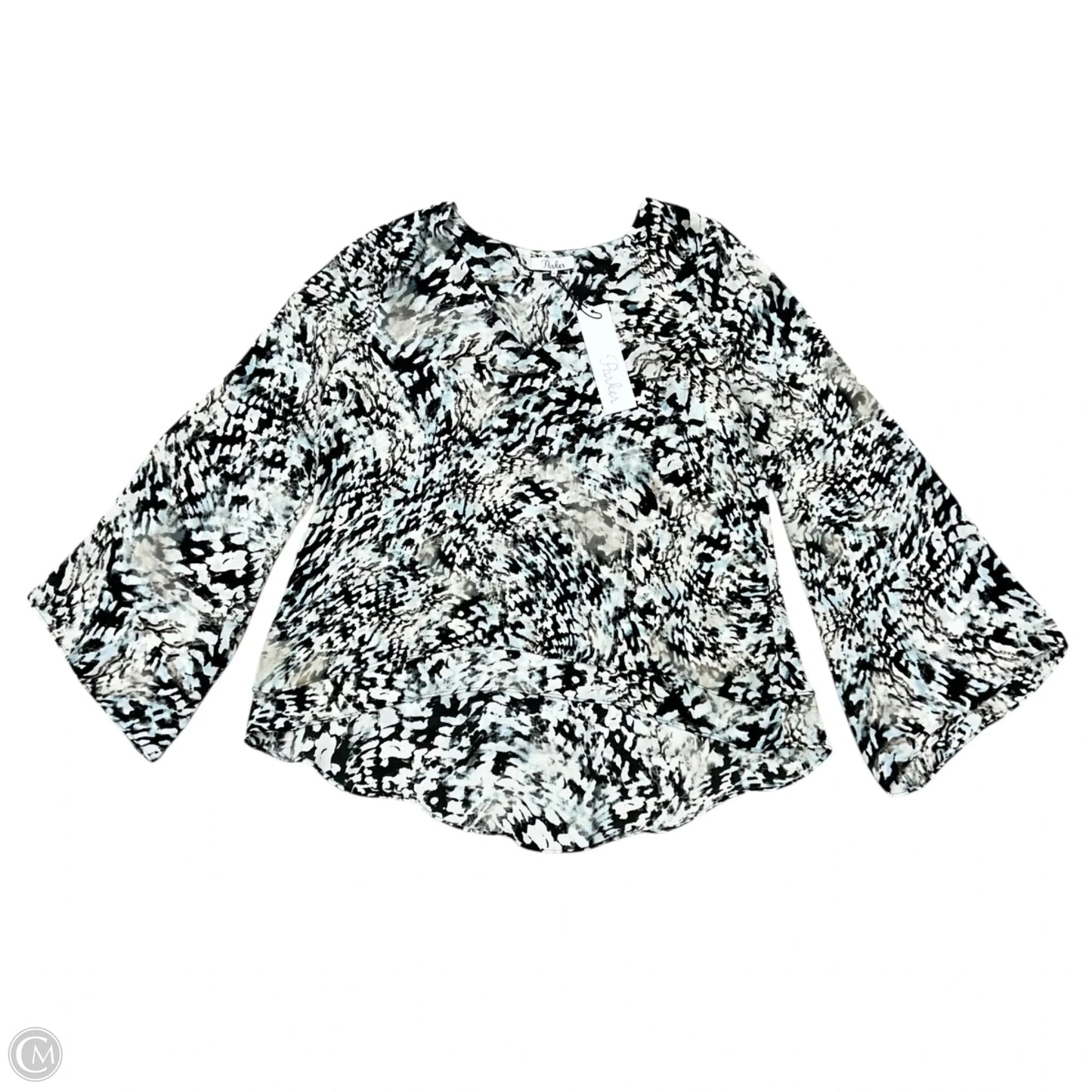 Blouse Long Sleeve By Parker In Black & Grey, Size: M