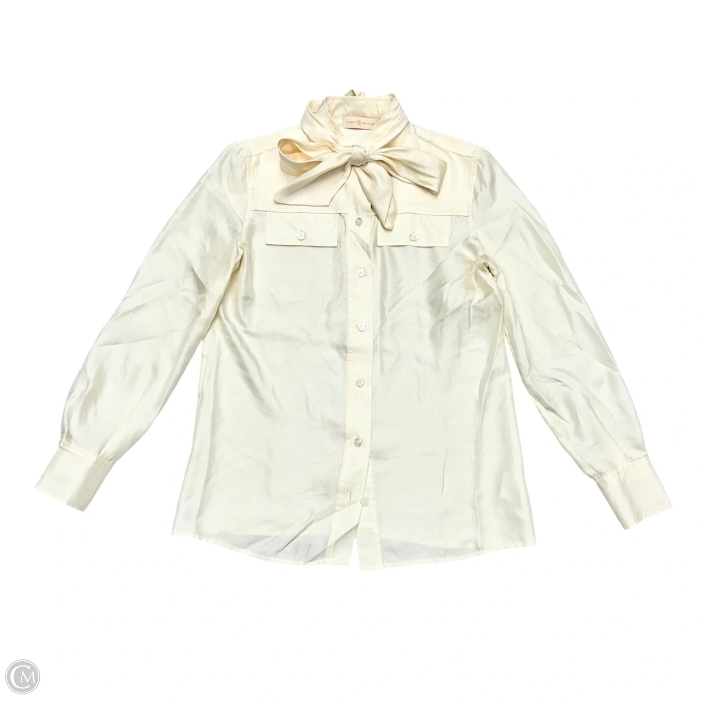 Top Long Sleeve Designer By Tory Burch In Ivory, Size: Xs