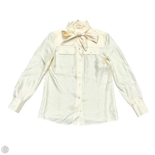Top Long Sleeve Designer By Tory Burch In Ivory, Size: Xs