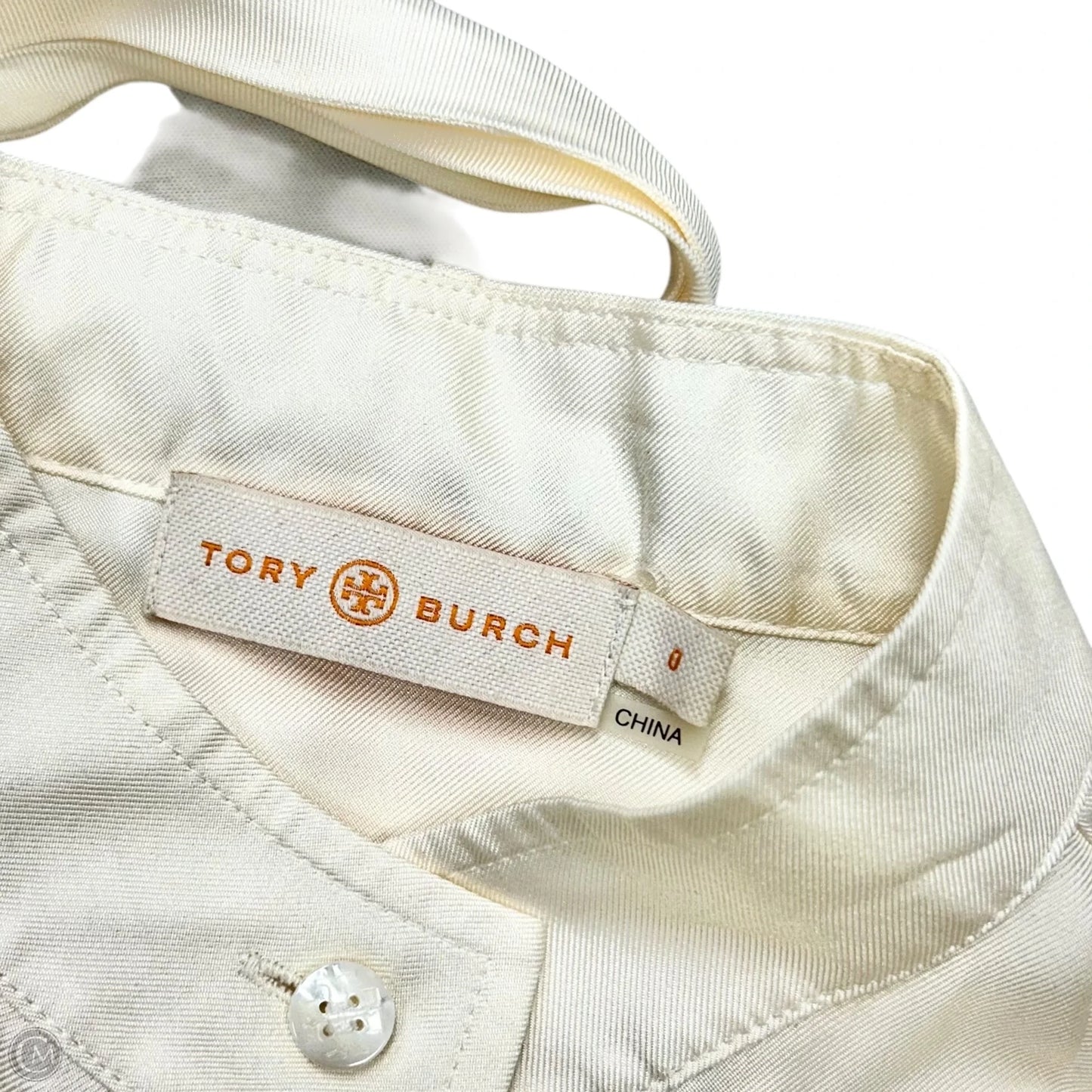 Top Long Sleeve Designer By Tory Burch In Ivory, Size: Xs