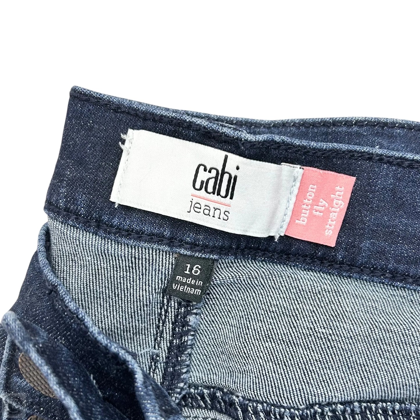 Jeans Straight By Cabi In Blue Denim, Size: 16